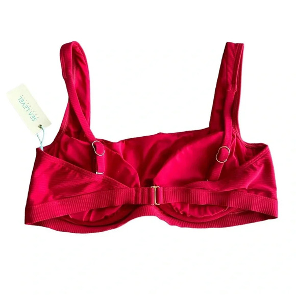 Sea Level Riviera Rib Sz 14 Red Square Neck Bralette Bikini Top - Picture 4 of 5